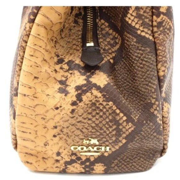 Coach Brown Exotic Snakeskin Triple Compartment Large Phoebe Shoulder Bag - Picture 4 of 10